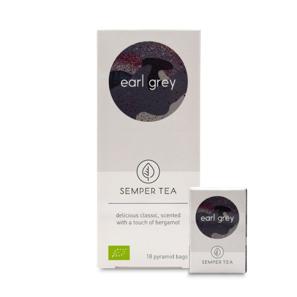 schwarzer Bio-Earl-Grey-Tee im biologisch abbaubaren Pyramidenbeutel semper tea